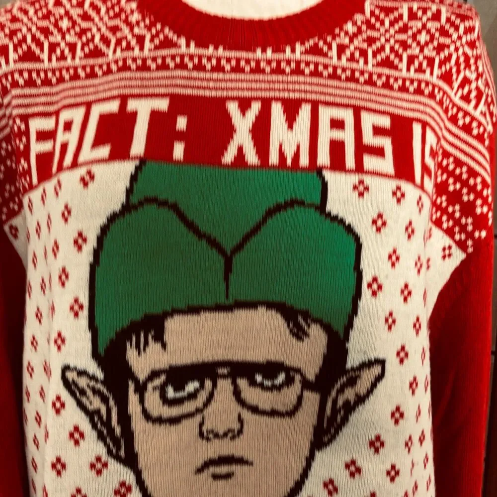 The Office M Dwight Schrute Fact Christmas Is Here Ugly Sweater Holiday Size 2X